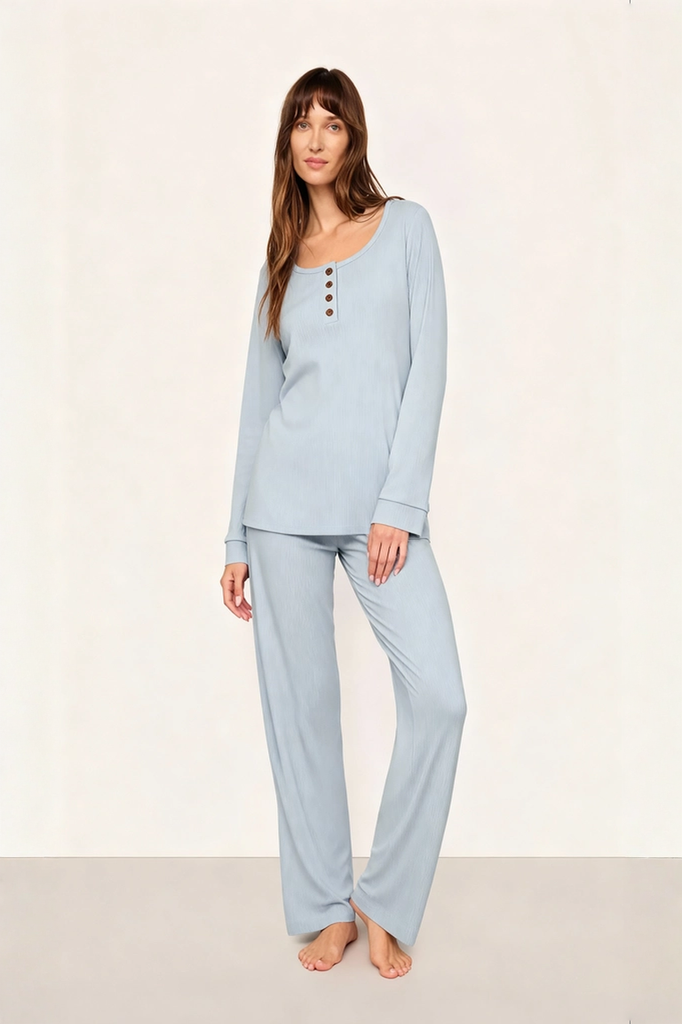 Ribbed Knit Lounge Pajama Set
