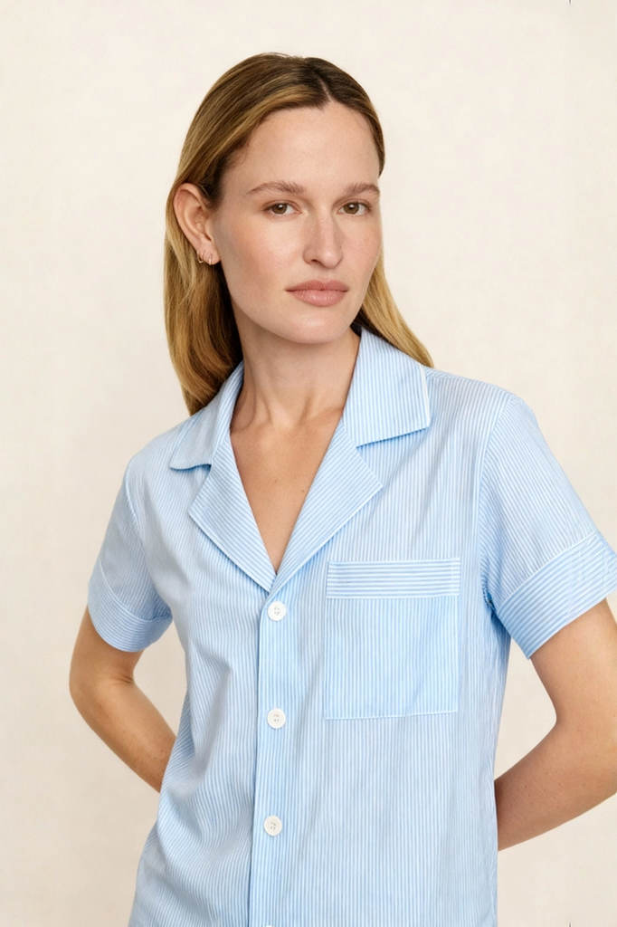 Blue Stripe Short Set