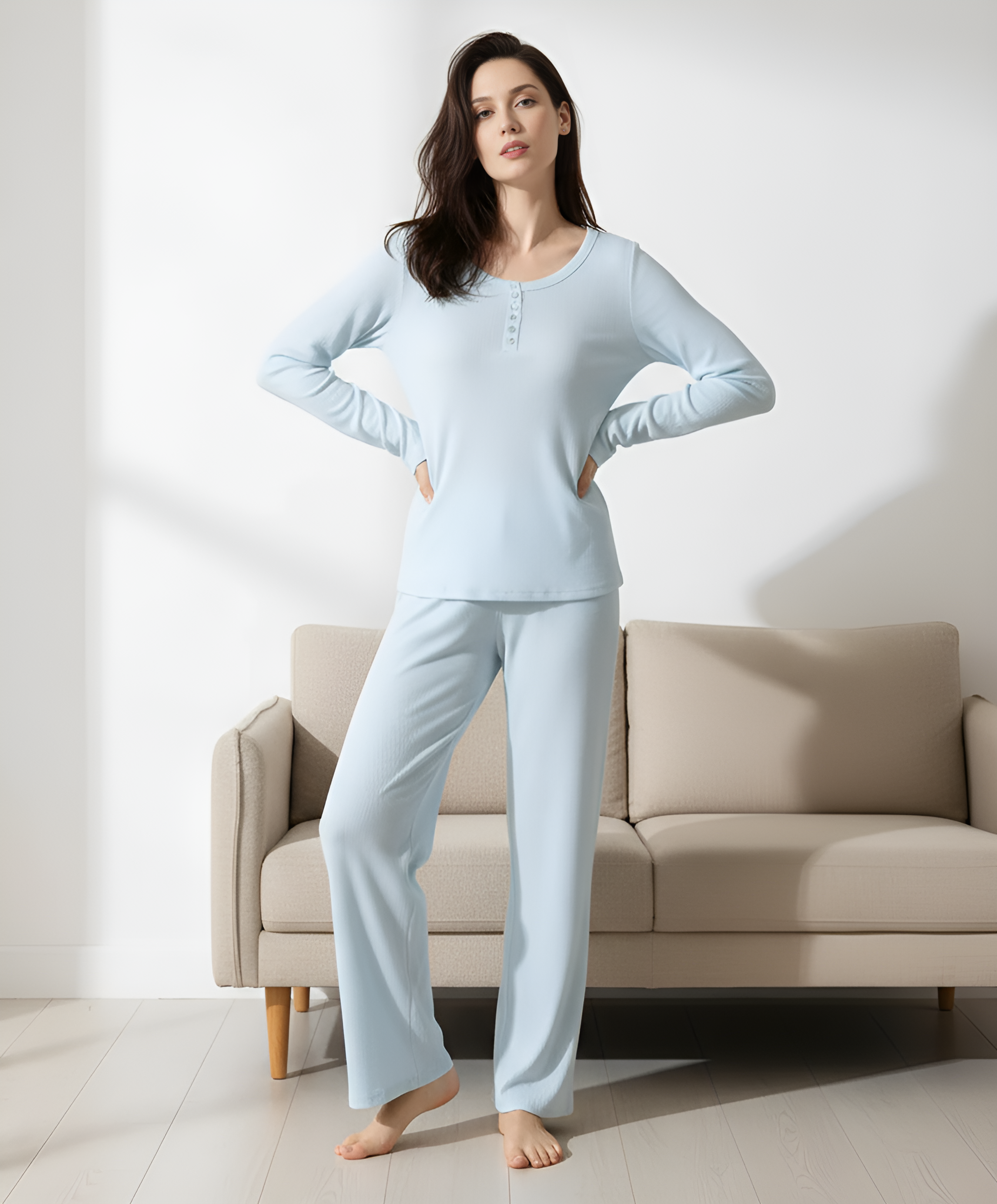 Ribbed Knit Lounge Pajama Set