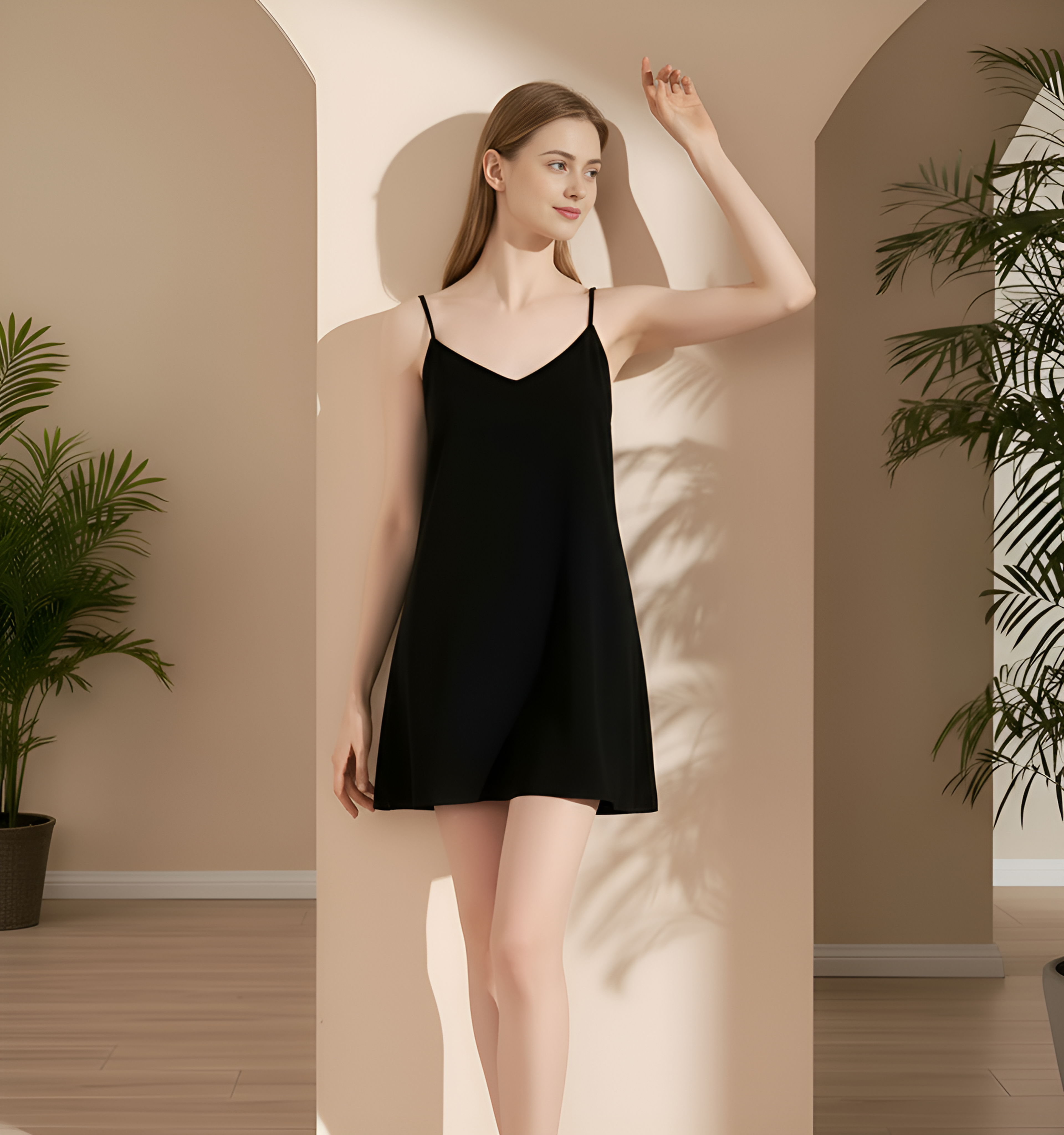 Summer Linen Cotton Nightdress – Back Strap Slip Dress