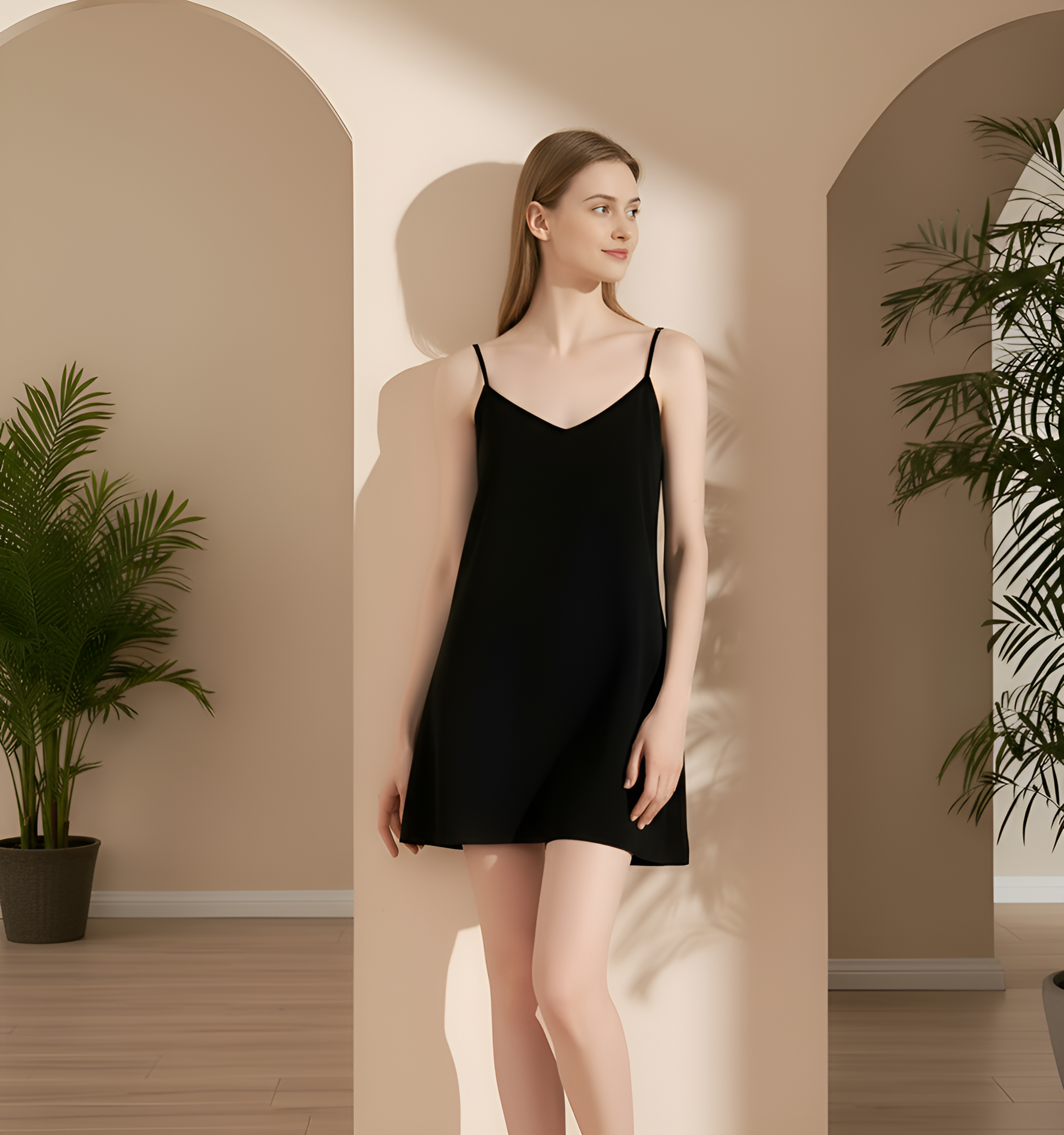 Summer Linen Cotton Nightdress – Back Strap Slip Dress