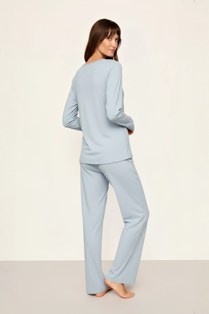 Ribbed Knit Lounge Pajama Set
